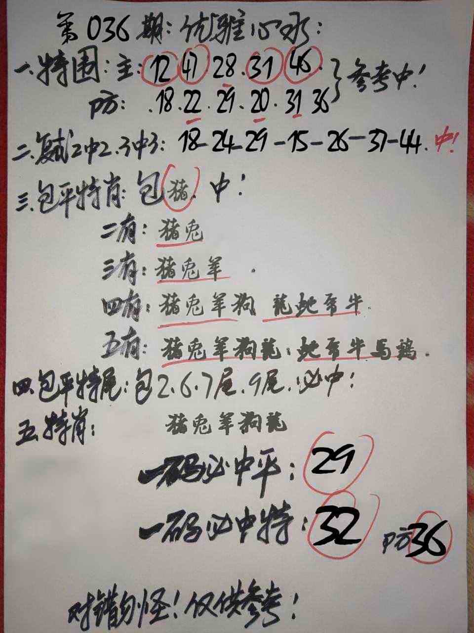 036期优雅心水[图]