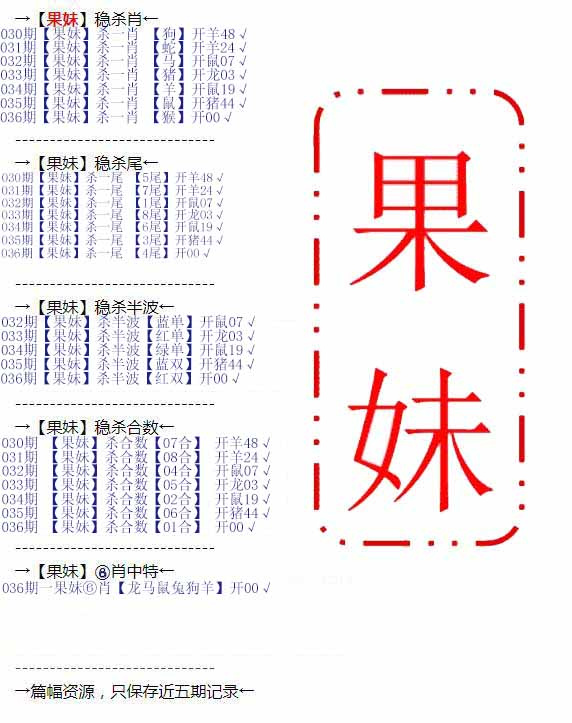 036期果妹心水[图]